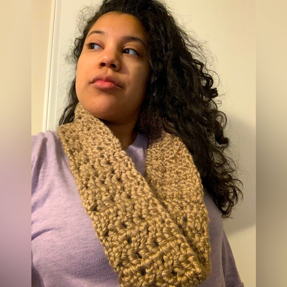 Handmade crochet infinity scarf